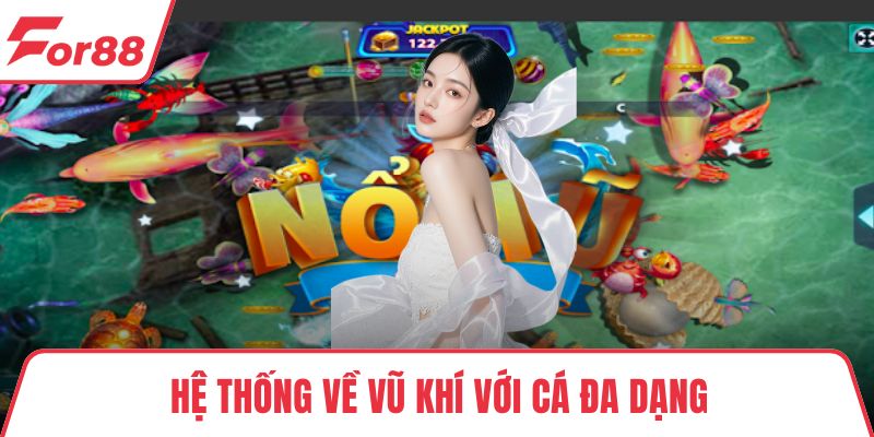 Bắn Cá 2 Người Chơi FOR88 Sinh Tồn Dưới Lòng Đại Dương Hệ thống về vũ khí với cá đa dạng